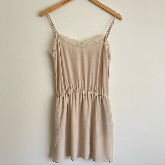 Anine Bing Silk Mini Slip Dress in Nude - Picture 3 of 12